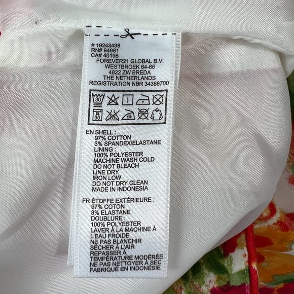 Forever 21 Flowered Pencil Mini Skirt Sz 2 Orange Yellow Green Pink Cotton Lined - Picture 8 of 8